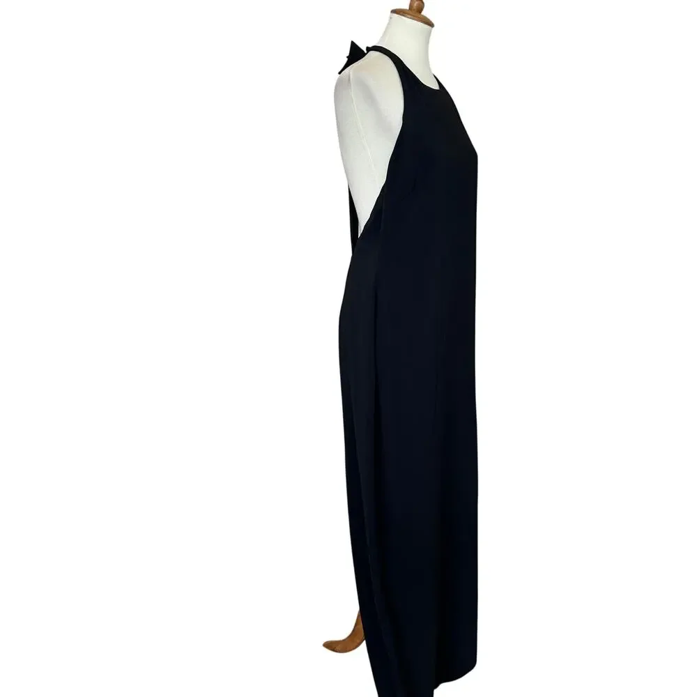 Badgley Mischka Black Bow Gown Size 14 Breakfast Tiffanys Formal Designer $740 - Picture 8 of 11